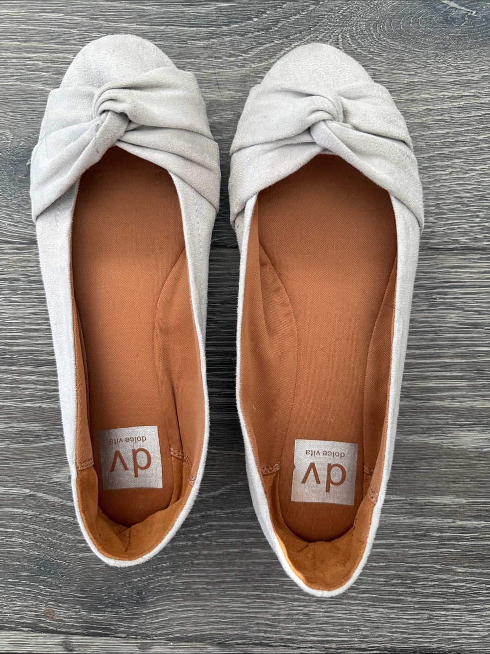 DV by Dolce Vita Light Gray Knot-Front Ballet Flats